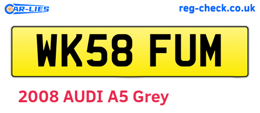WK58FUM are the vehicle registration plates.