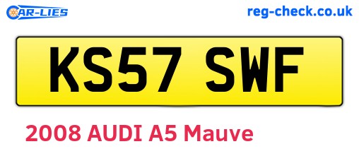 KS57SWF are the vehicle registration plates.