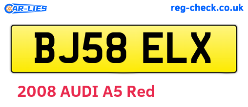 BJ58ELX are the vehicle registration plates.