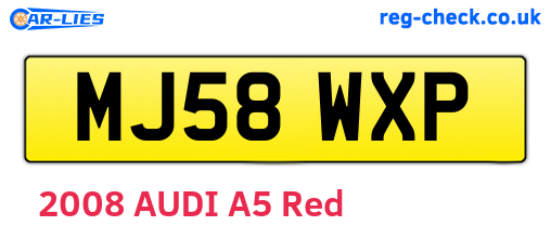 MJ58WXP are the vehicle registration plates.