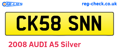 CK58SNN are the vehicle registration plates.