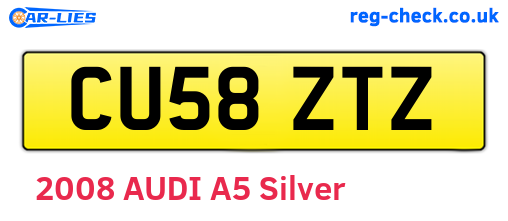 CU58ZTZ are the vehicle registration plates.