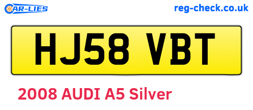 HJ58VBT are the vehicle registration plates.