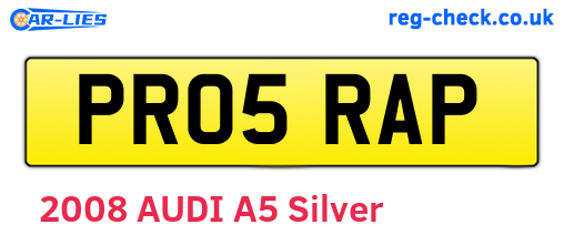 PR05RAP are the vehicle registration plates.