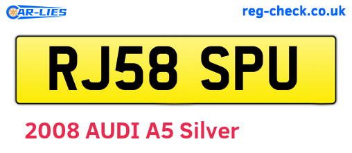 RJ58SPU are the vehicle registration plates.