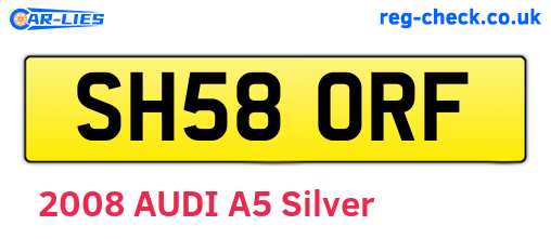 SH58ORF are the vehicle registration plates.