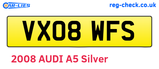 VX08WFS are the vehicle registration plates.