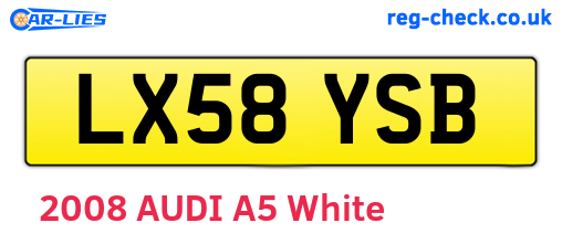 LX58YSB are the vehicle registration plates.