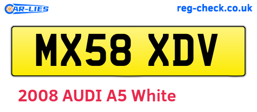 MX58XDV are the vehicle registration plates.