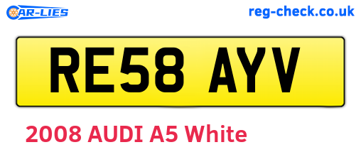 RE58AYV are the vehicle registration plates.