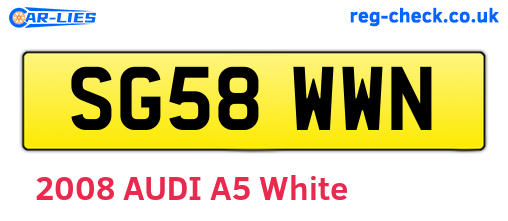 SG58WWN are the vehicle registration plates.