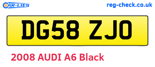 DG58ZJO are the vehicle registration plates.