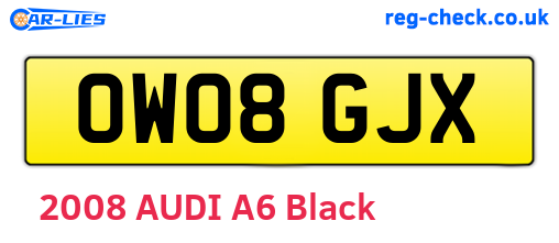 OW08GJX are the vehicle registration plates.