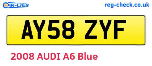AY58ZYF are the vehicle registration plates.