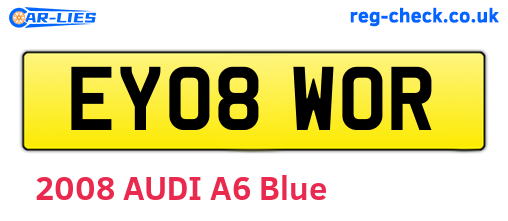 EY08WOR are the vehicle registration plates.