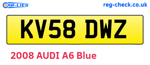 KV58DWZ are the vehicle registration plates.