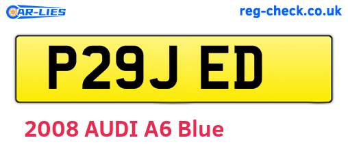 P29JED are the vehicle registration plates.