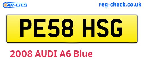 PE58HSG are the vehicle registration plates.