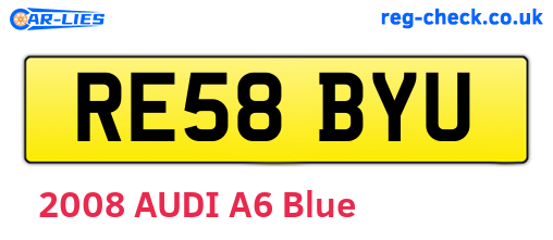 RE58BYU are the vehicle registration plates.
