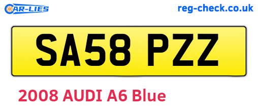 SA58PZZ are the vehicle registration plates.