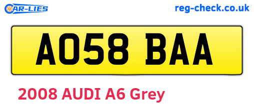 AO58BAA are the vehicle registration plates.