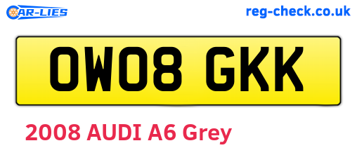 OW08GKK are the vehicle registration plates.