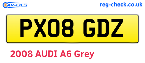 PX08GDZ are the vehicle registration plates.