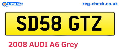 SD58GTZ are the vehicle registration plates.