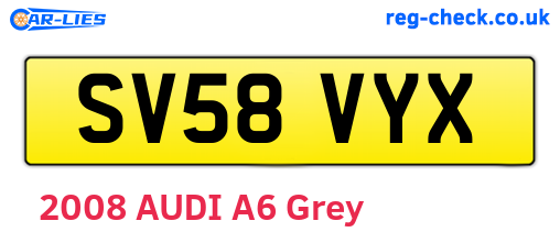 SV58VYX are the vehicle registration plates.