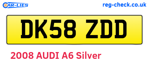 DK58ZDD are the vehicle registration plates.