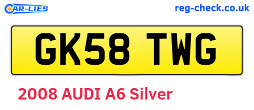 GK58TWG are the vehicle registration plates.