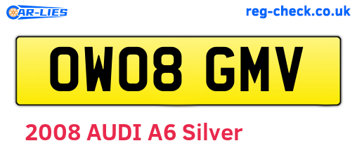 OW08GMV are the vehicle registration plates.
