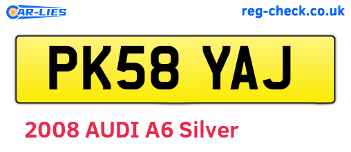 PK58YAJ are the vehicle registration plates.