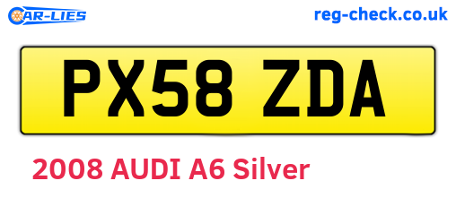 PX58ZDA are the vehicle registration plates.