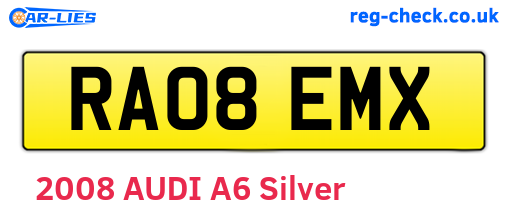 RA08EMX are the vehicle registration plates.