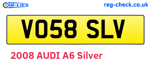 VO58SLV are the vehicle registration plates.