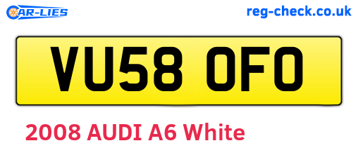 VU58OFO are the vehicle registration plates.