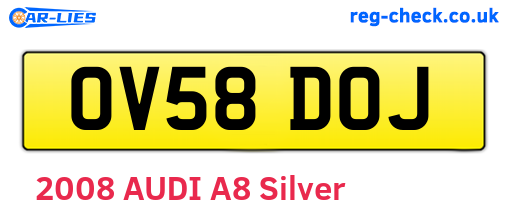OV58DOJ are the vehicle registration plates.