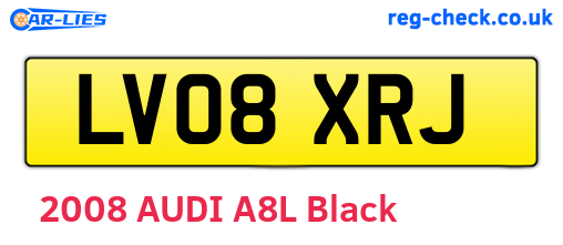 LV08XRJ are the vehicle registration plates.