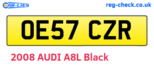 OE57CZR are the vehicle registration plates.