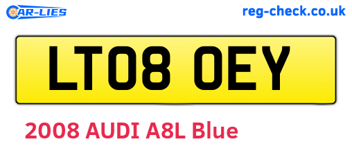 LT08OEY are the vehicle registration plates.