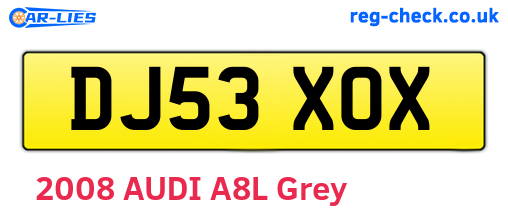 DJ53XOX are the vehicle registration plates.