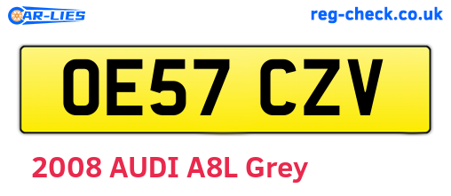 OE57CZV are the vehicle registration plates.