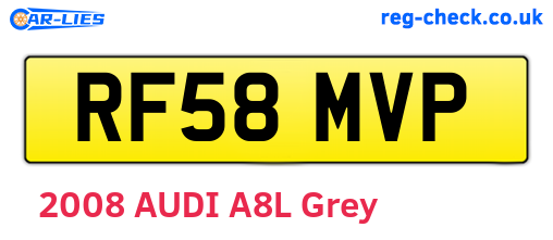 RF58MVP are the vehicle registration plates.