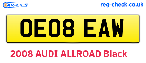 OE08EAW are the vehicle registration plates.