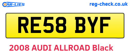 RE58BYF are the vehicle registration plates.
