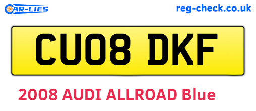 CU08DKF are the vehicle registration plates.