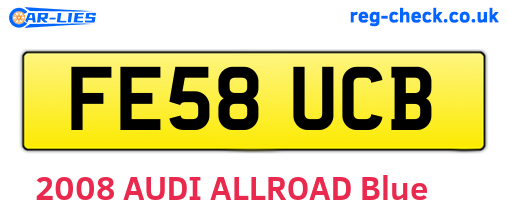 FE58UCB are the vehicle registration plates.