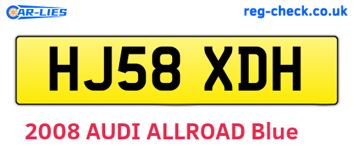 HJ58XDH are the vehicle registration plates.