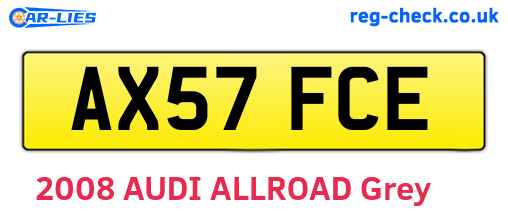 AX57FCE are the vehicle registration plates.